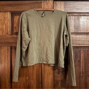 Olive Green Skims Cropped Long Sleeve Shirt